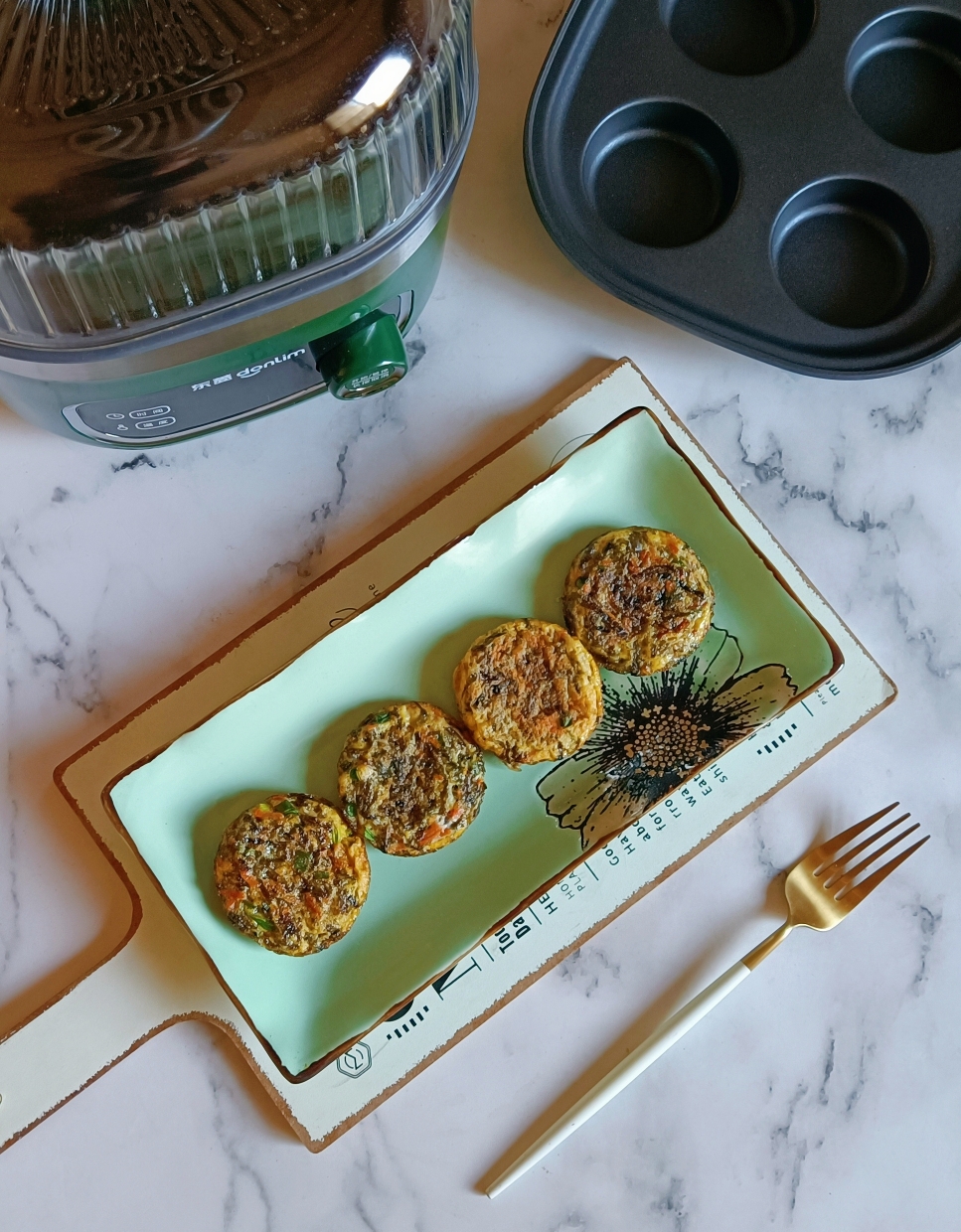 紫菜虾皮鸡蛋饼【东菱空气炸锅食谱】的做法