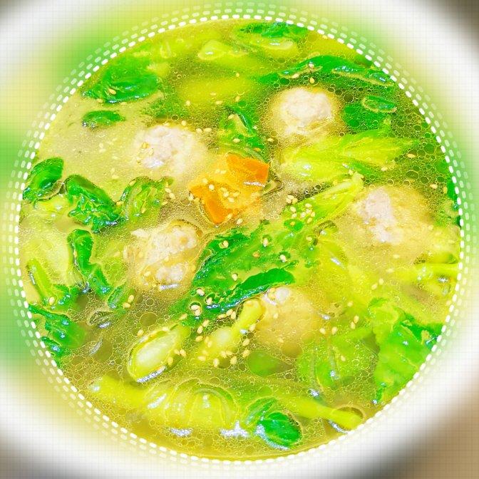 青菜粉丝肉圆汤