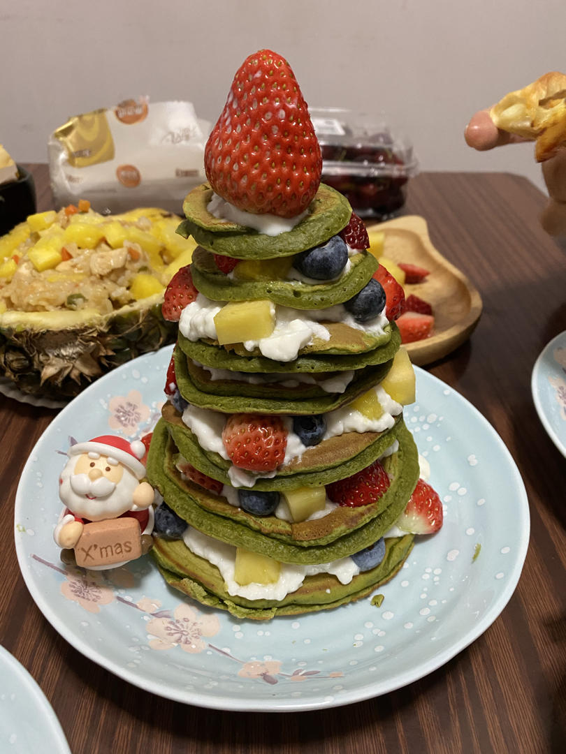 ‼️无需烤箱🌟好吃不胖的圣诞松饼蛋糕🎄