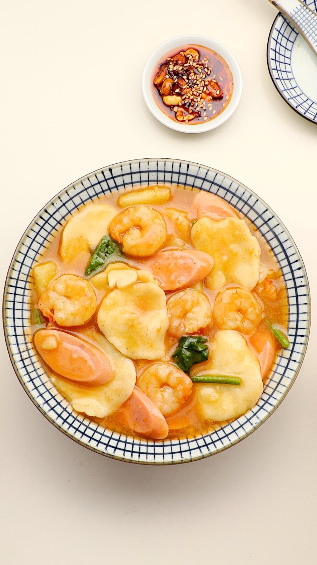 番茄火腿揪面片的做法