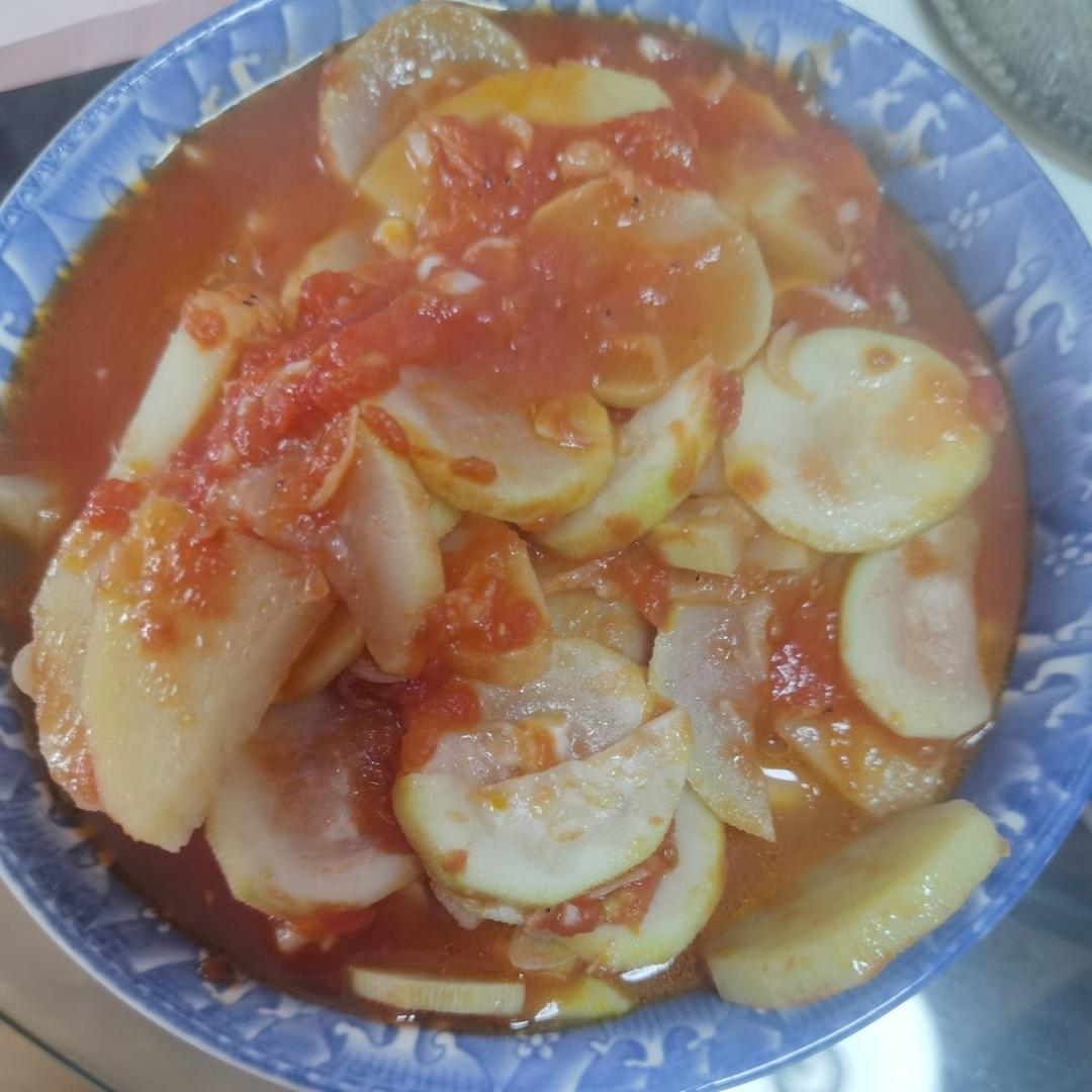 虾皮番茄🍅土豆🥔炒夜开花（瓠瓜）         by wqy