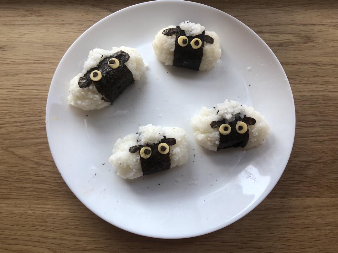 儿童创意早餐～小羊肖恩饭团（附自制寿司醋比例）