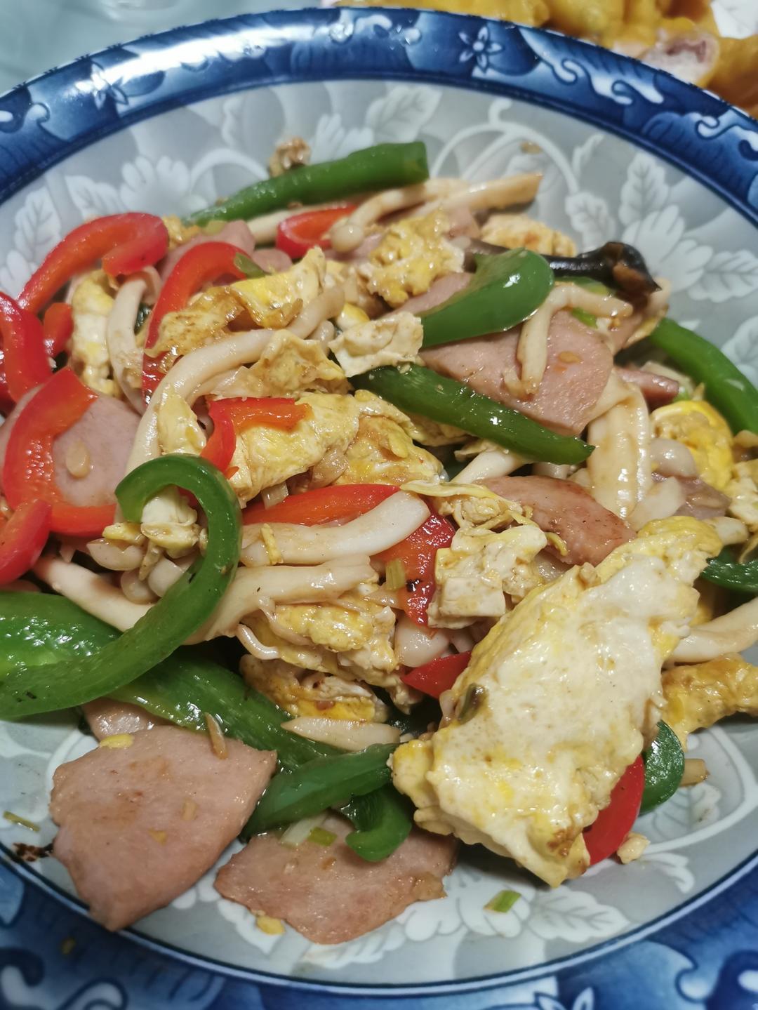 白玉菇炒火腿