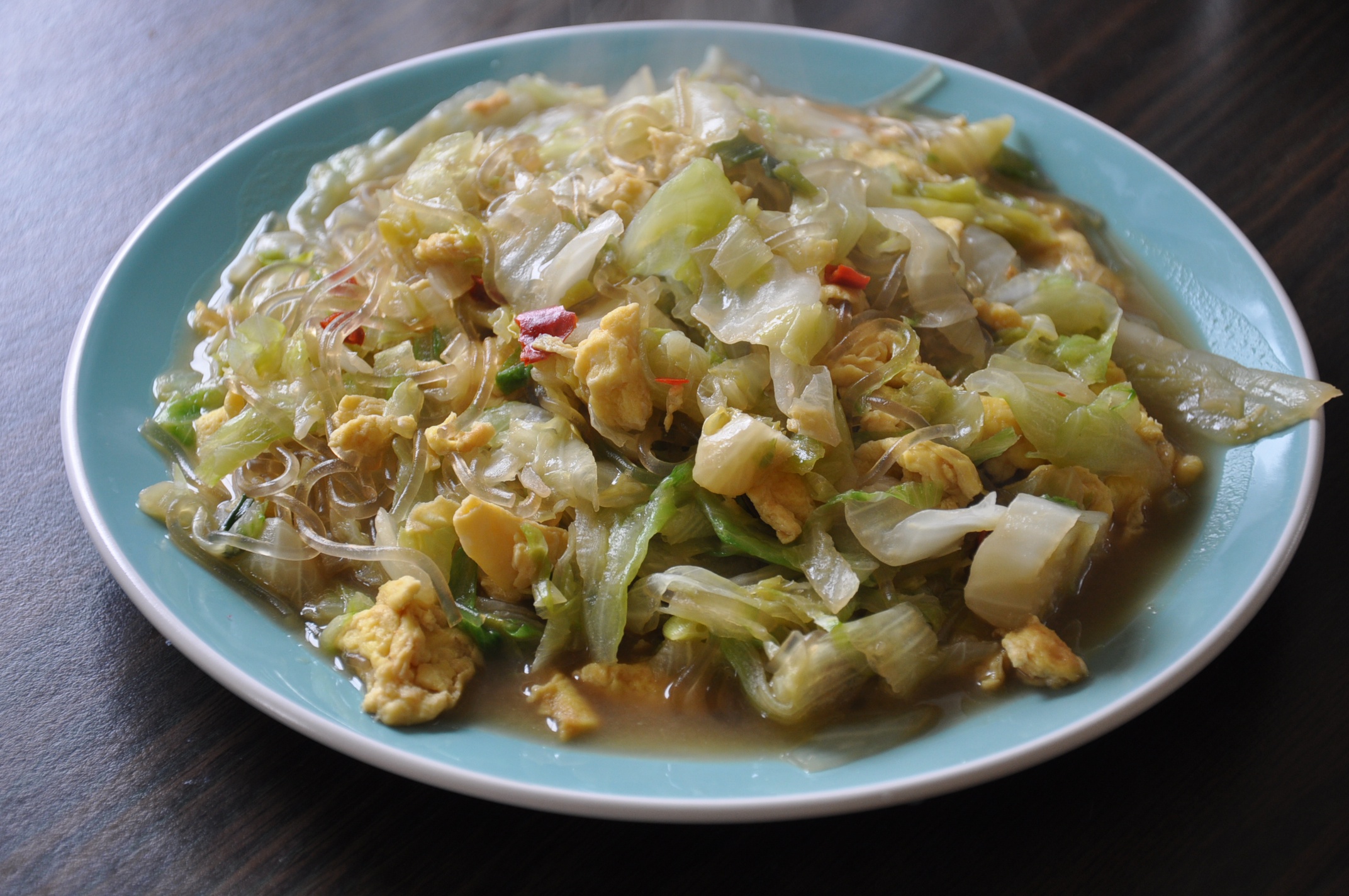 包菜粉丝炒鸡蛋