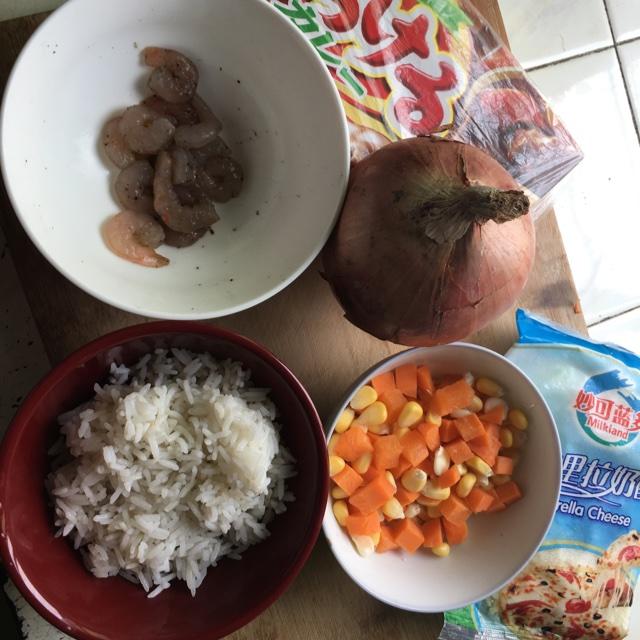 快手咖喱虾（鸡肉）焗饭的做法 步骤1