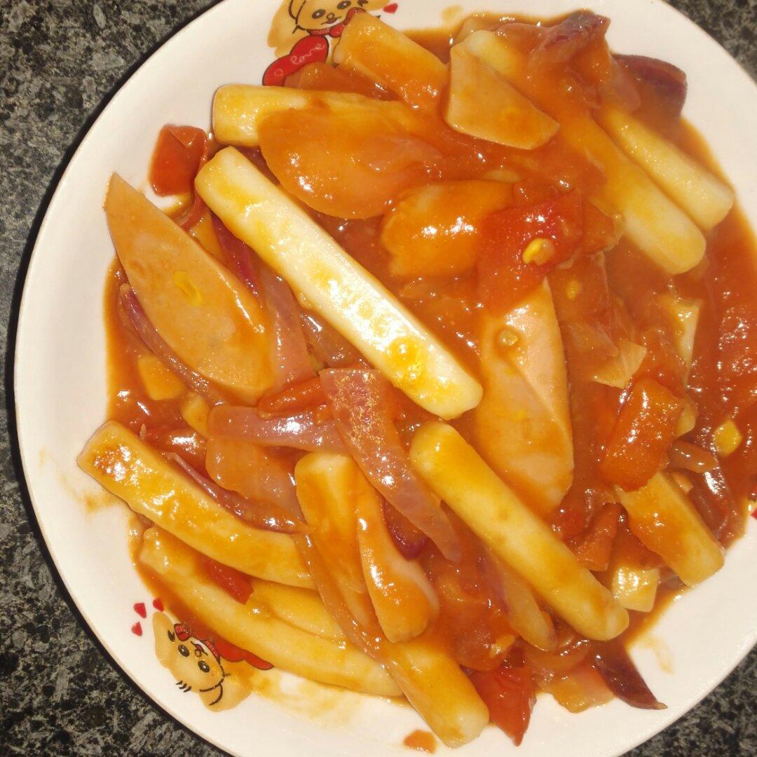 秋栀子做的番茄炒年糕