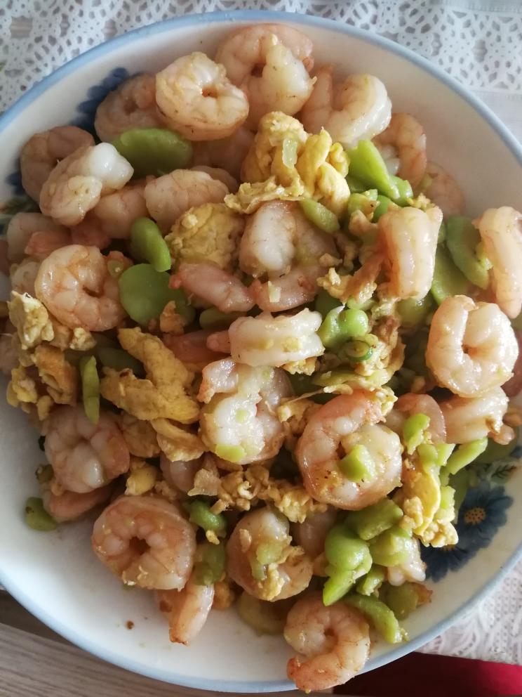 蚕豆瓣鸡蛋炒虾仁的做法