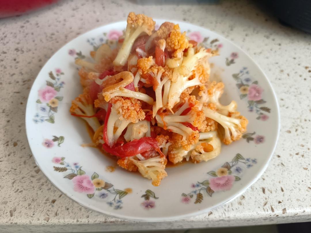 有机花菜炒西红柿