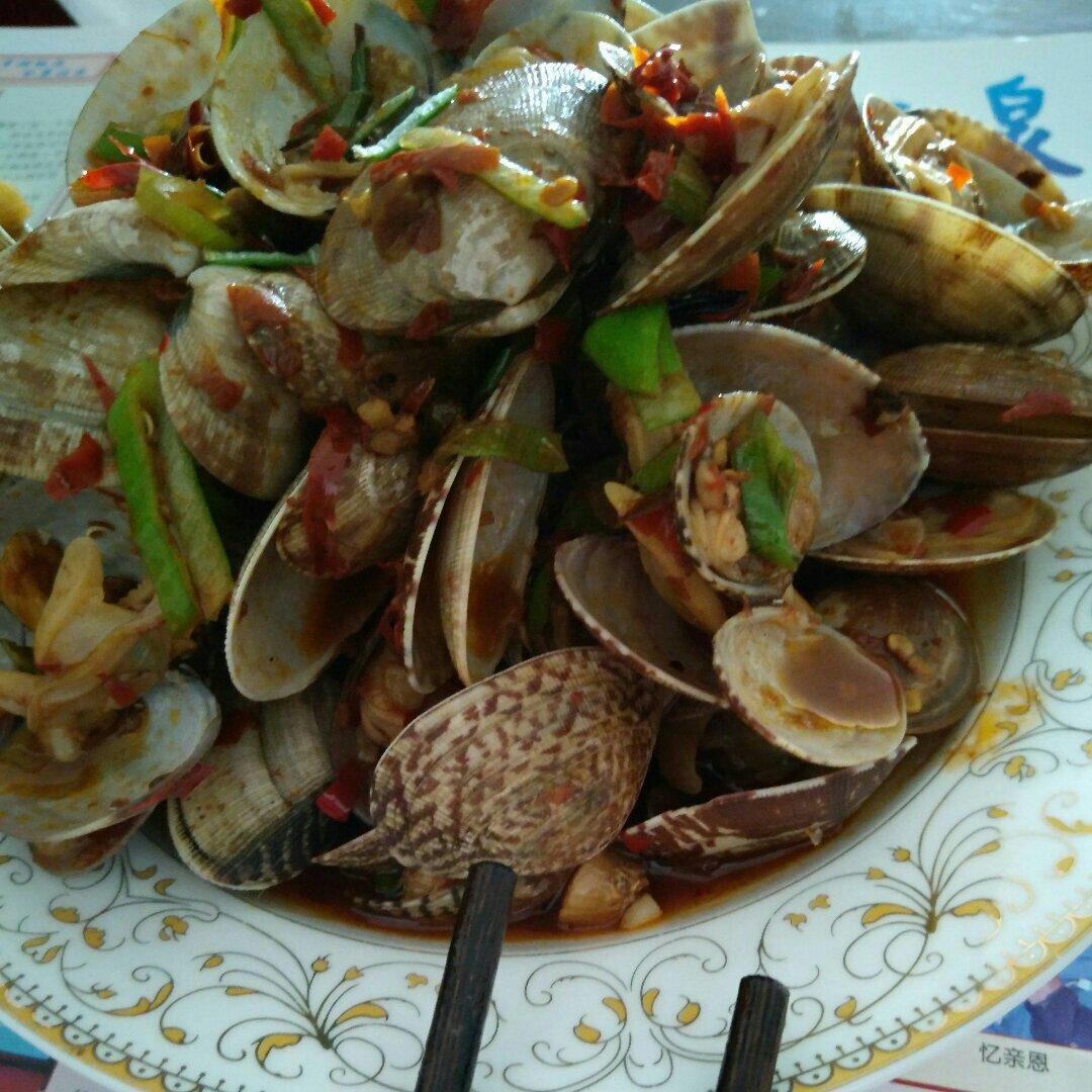 葱炒花蛤
