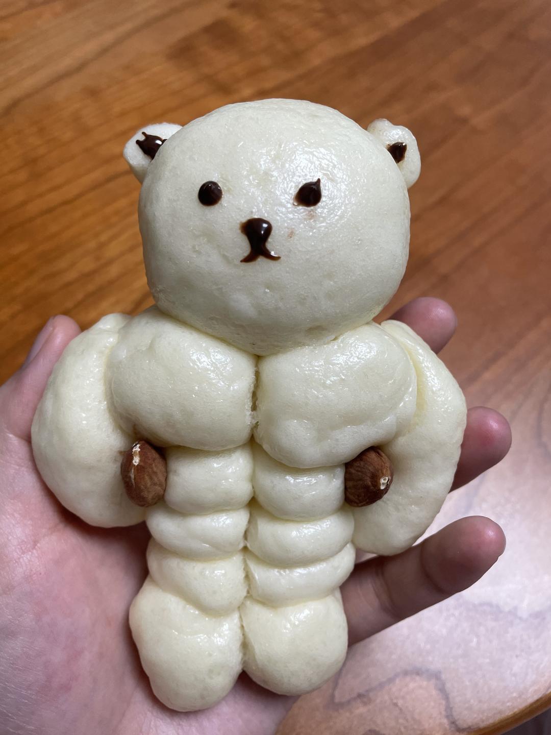 可爱的肌肉熊馒头豆沙馅