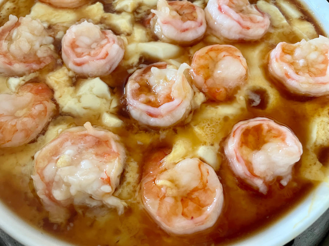 虾仁豆腐蒸水蛋