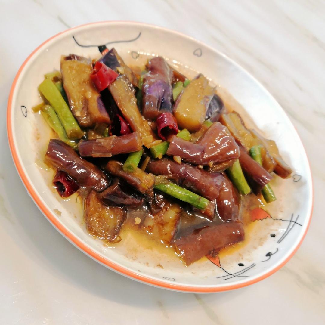 下饭菜茄子炒豆角（少油版）