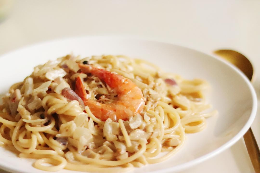 奶油蘑菇意面🍝的做法