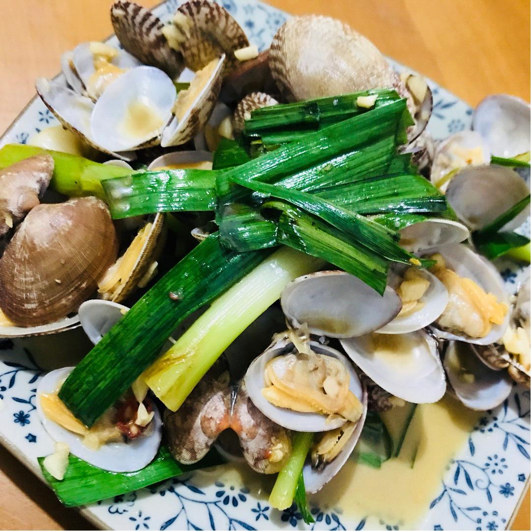 葱炒花蛤