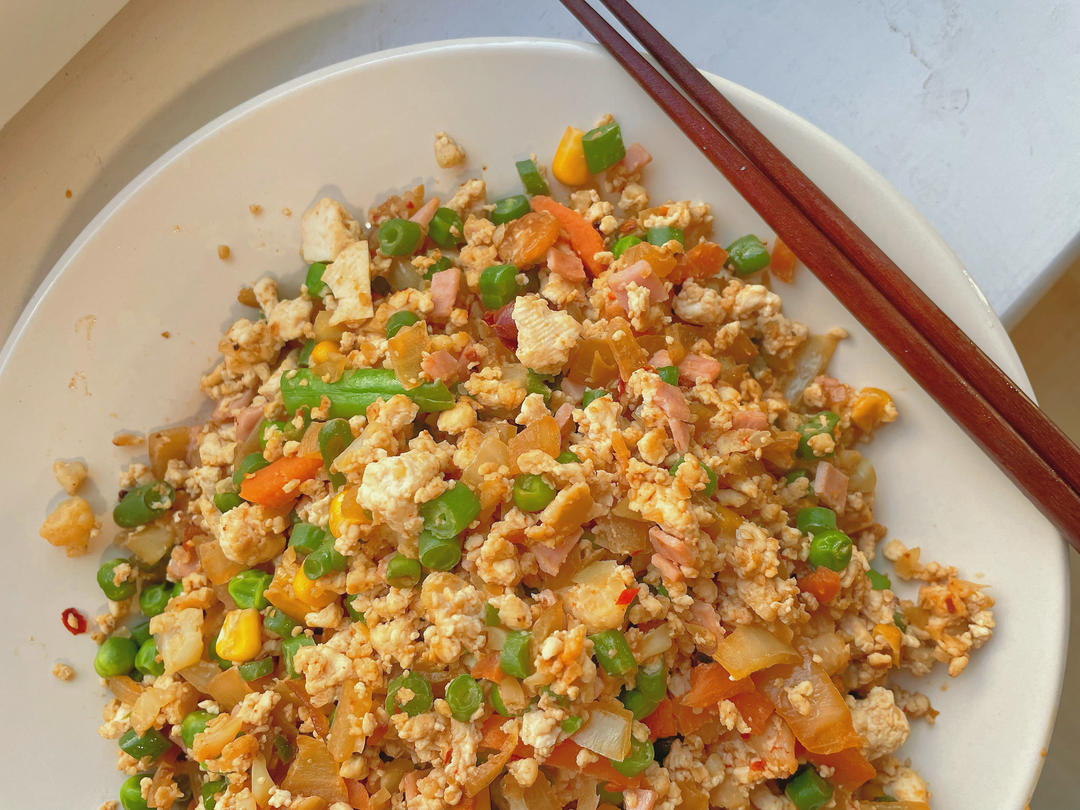 减脂餐｜无米豆腐炒饭低脂高蛋白‼️