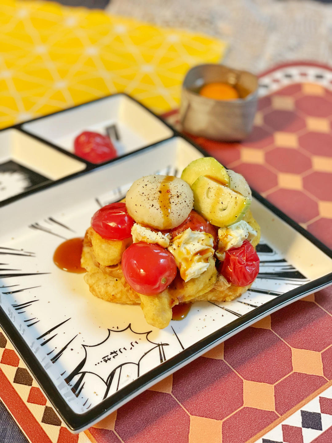 【超幸福早午餐】芝士照烧鸡腿煎蛋开放式三明治/汉堡