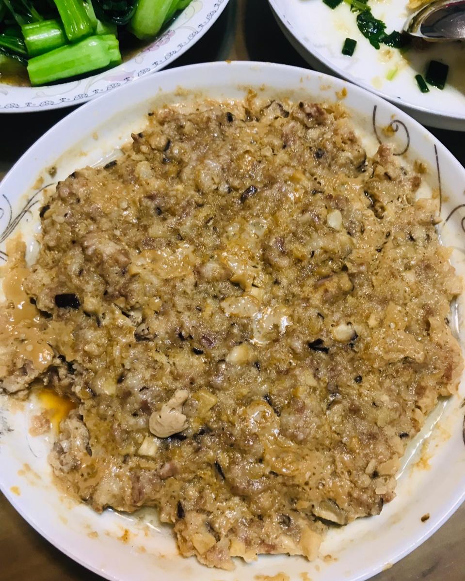 马蹄鲜菇蒸肉饼