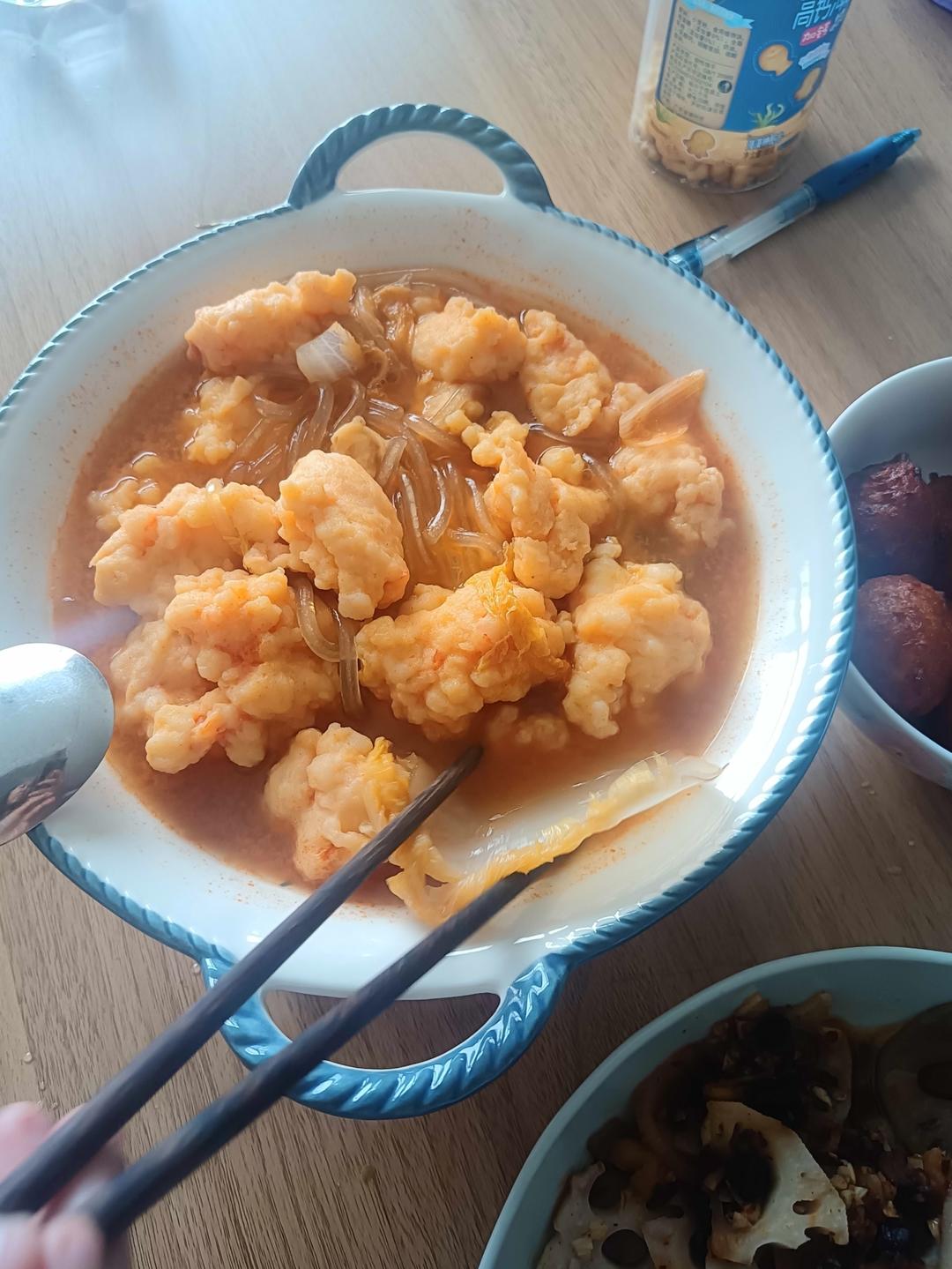 娃娃菜虾滑粉丝汤