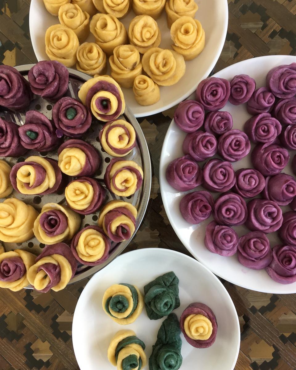 紫薯玫瑰馒头