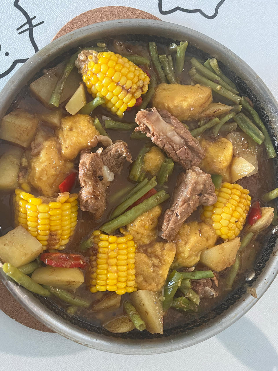 硬菜代表--排骨炖豆角土豆（豆角焖面胚子）