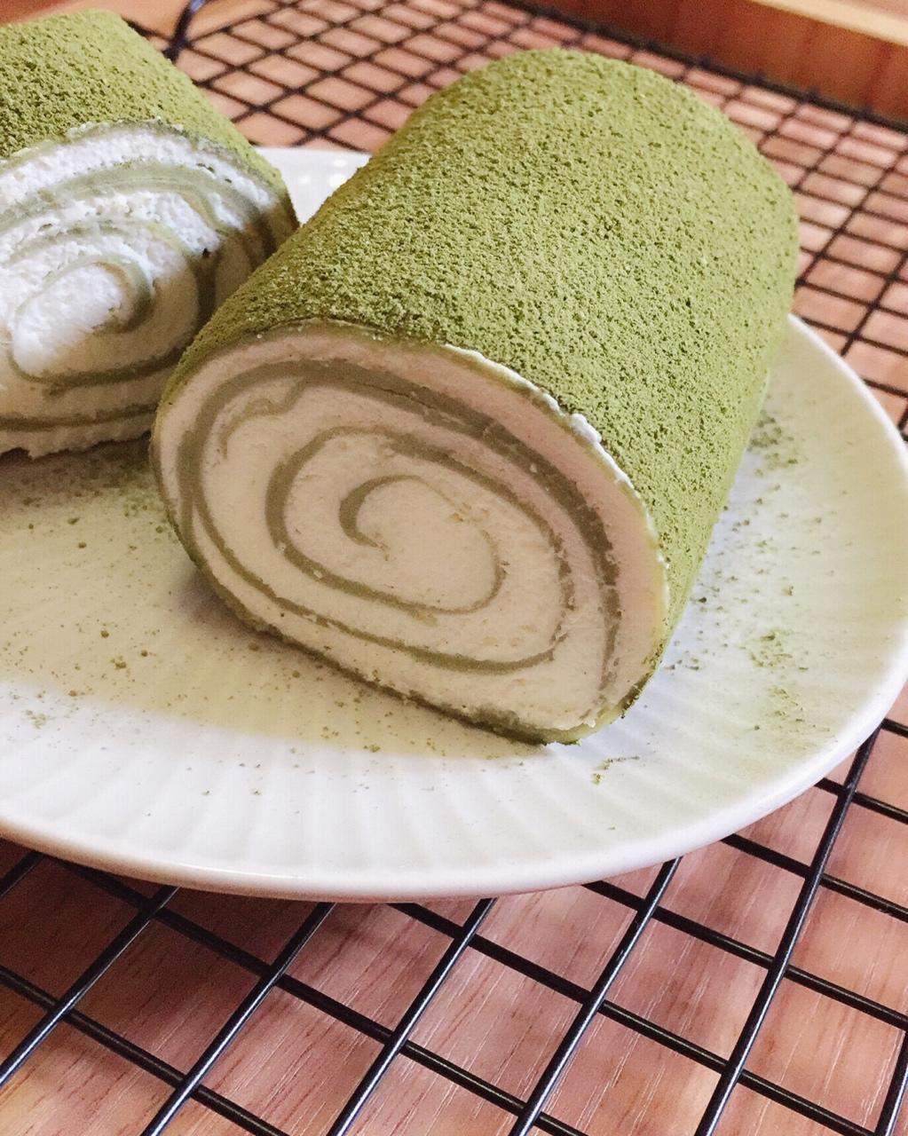 网红食谱│抹茶毛巾卷