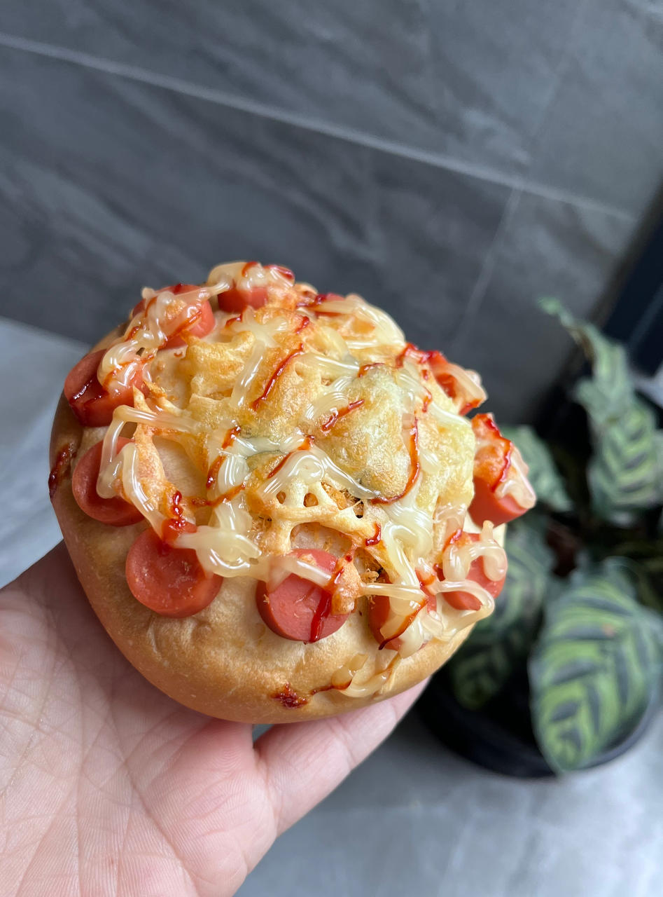 🍕快手简单｜一次发酵｜可可爱爱火腿披萨小面包｜学生早餐