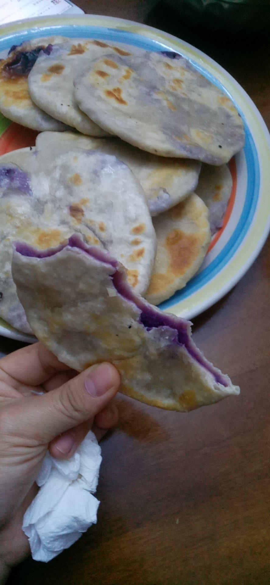 超好吃的烫面紫薯饼饼
