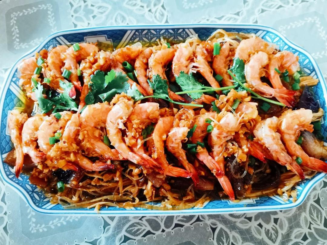 蒜蓉金针菇烤虾（烤箱）