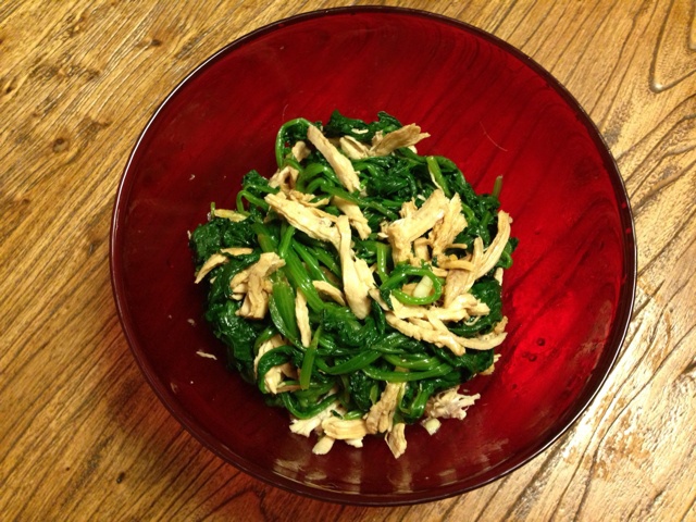 鸡丝菠菜杂拌