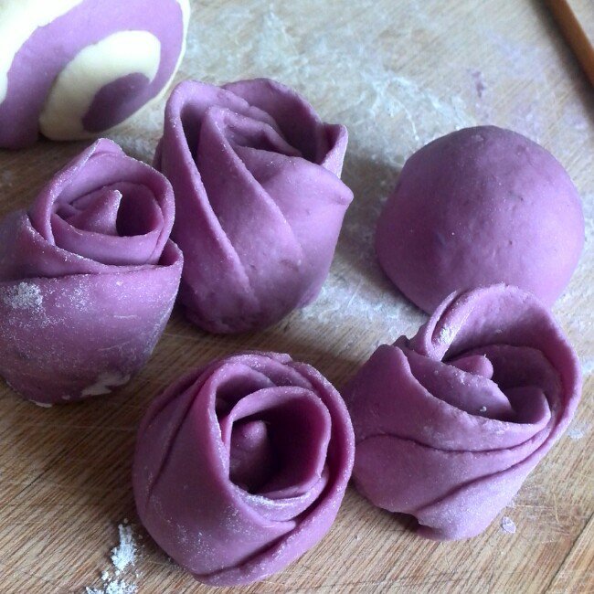 紫薯玫瑰花馒头