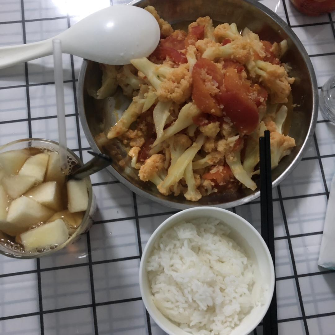 有机花菜炒西红柿