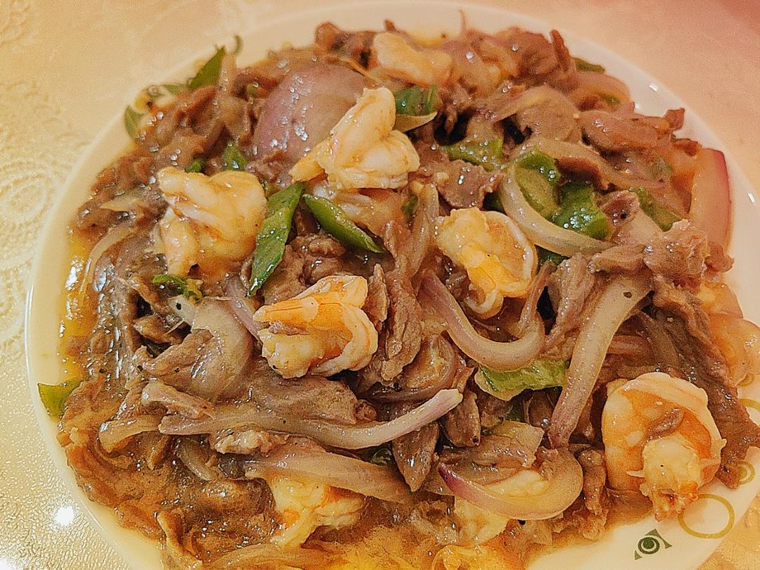 虾仁炒牛肉