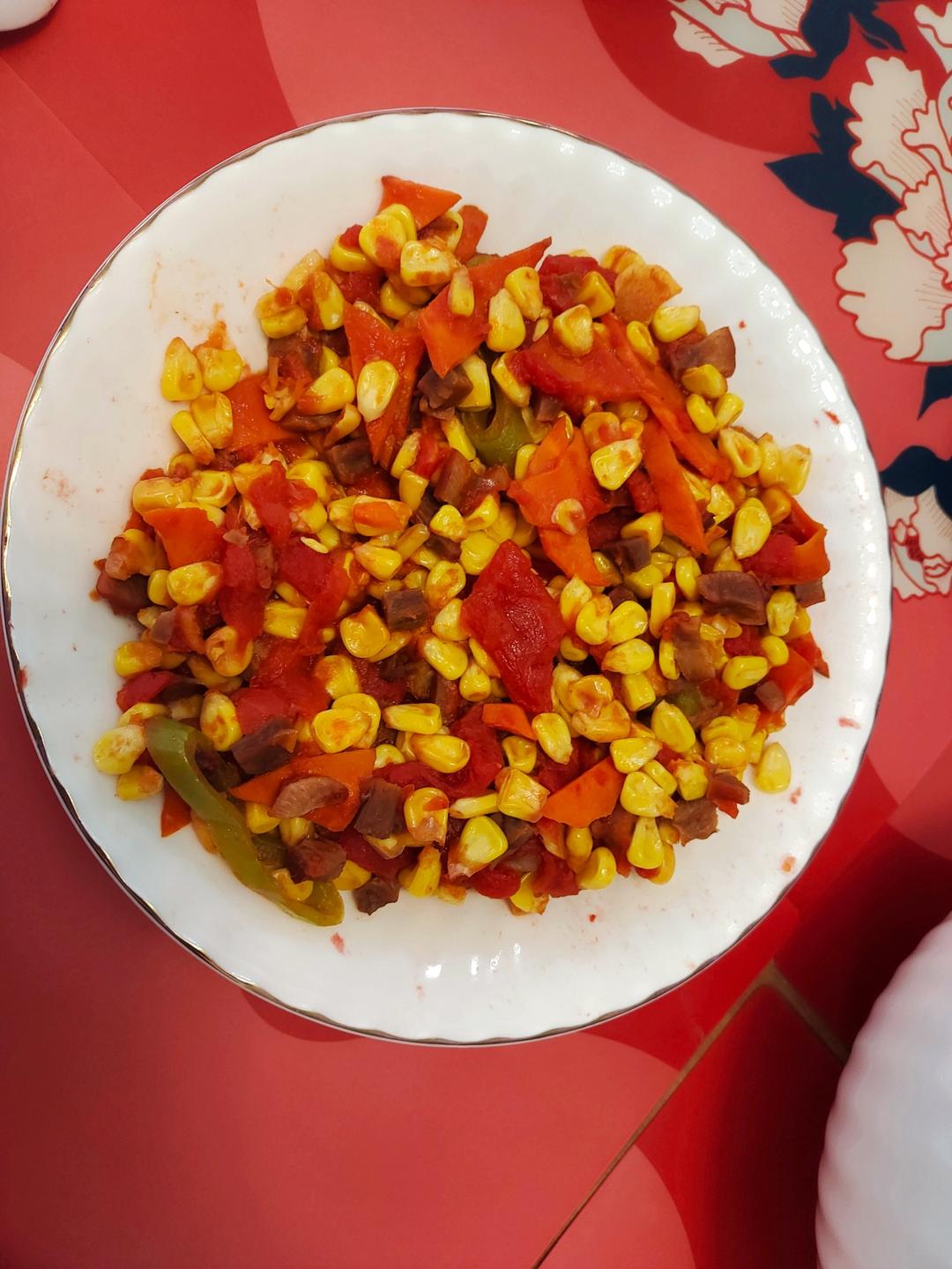 超好吃下饭菜——茄汁肉末玉米粒