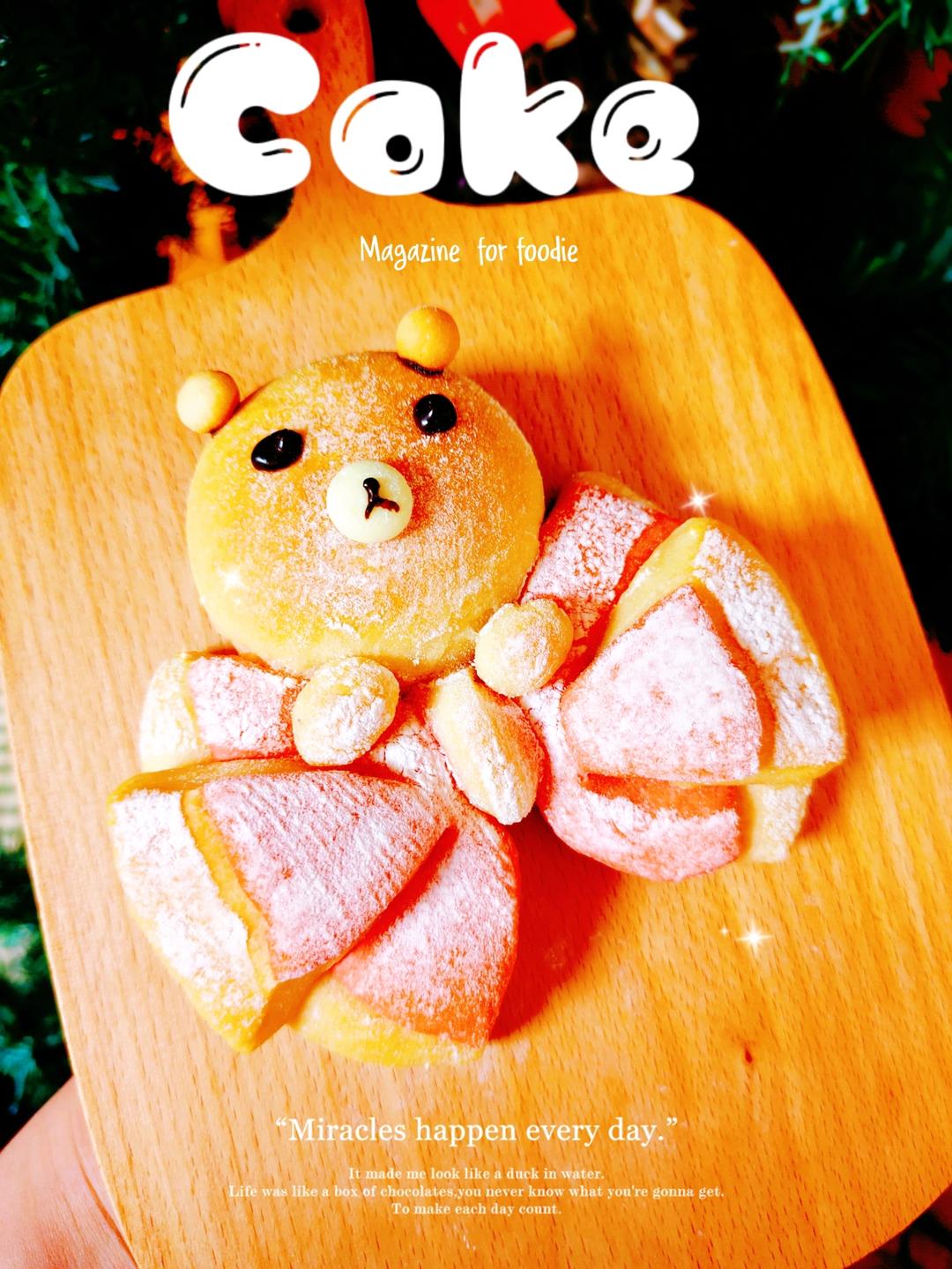 火爆ins|一次发酵|超可爱的蝴蝶结小熊面包