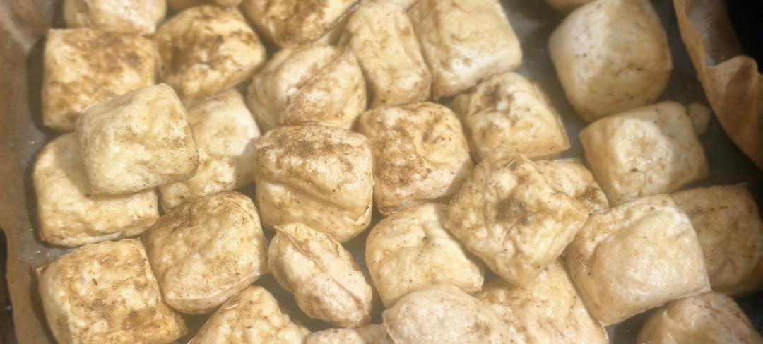 超简单不洗碗，空气炸锅版烤石屏包浆豆腐