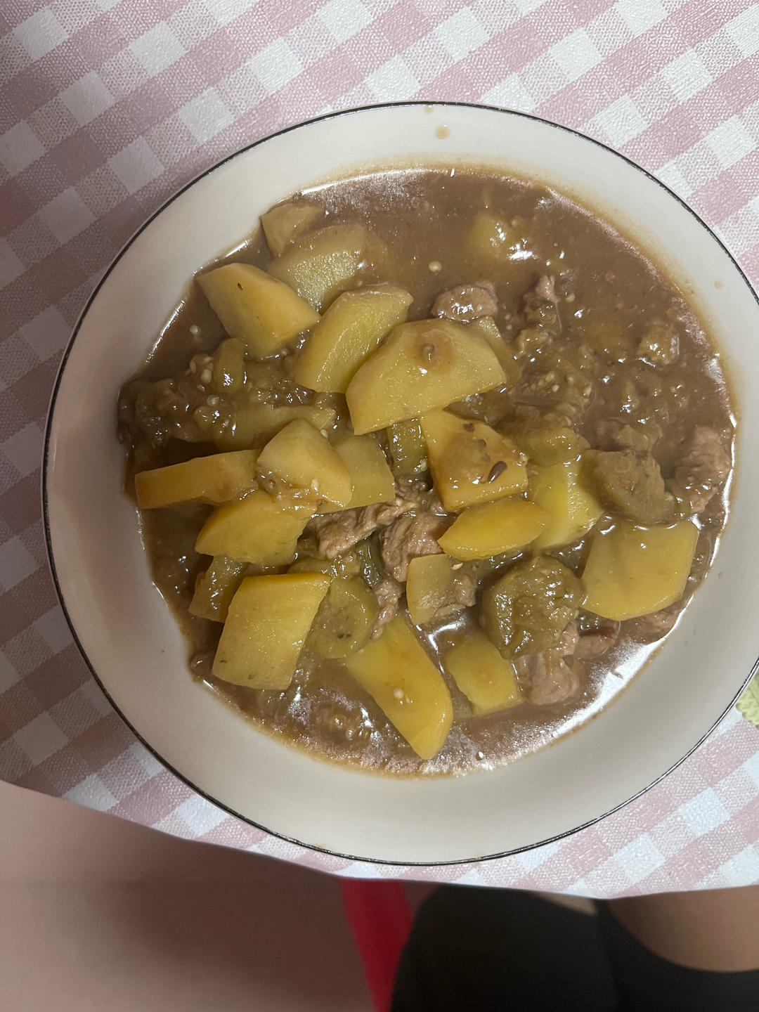 家常茄子土豆炖肉（一小时内肯定完成）
