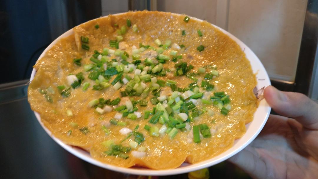 肉碎葱花煎蛋饼