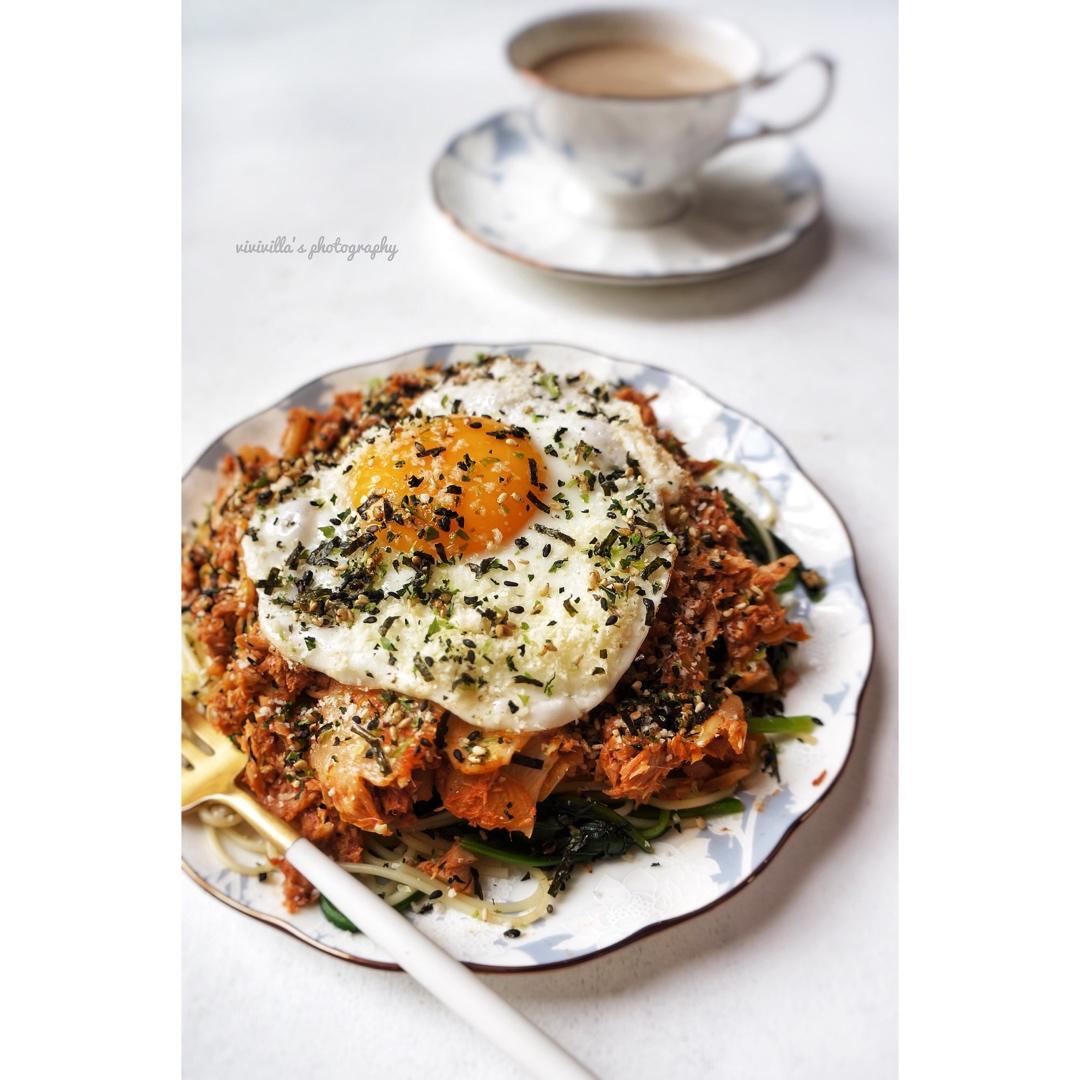 韩式金枪鱼松拌菠菜意面【健康一锅端】