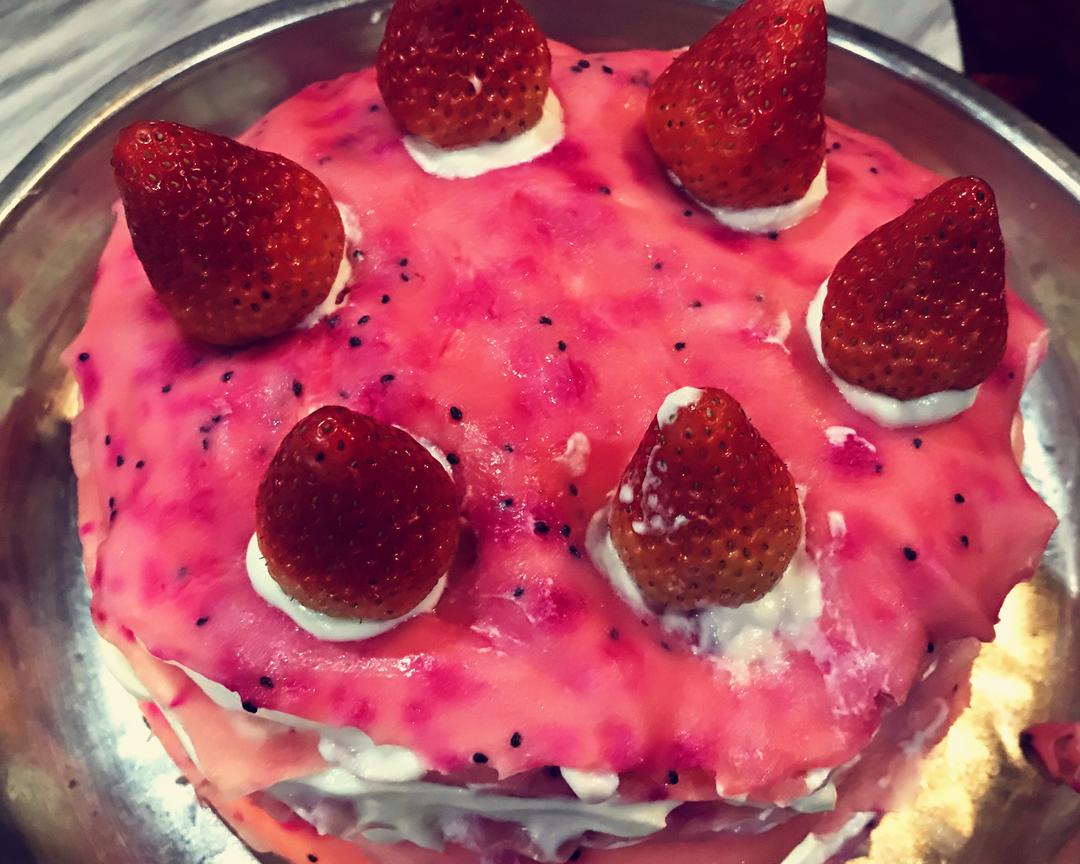 91火龙果千层蛋糕6人份的做法