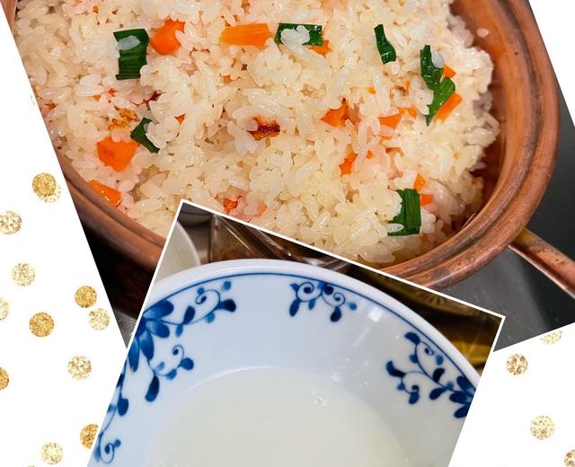 四川家常箜饭（蔬菜焖饭）+米汤