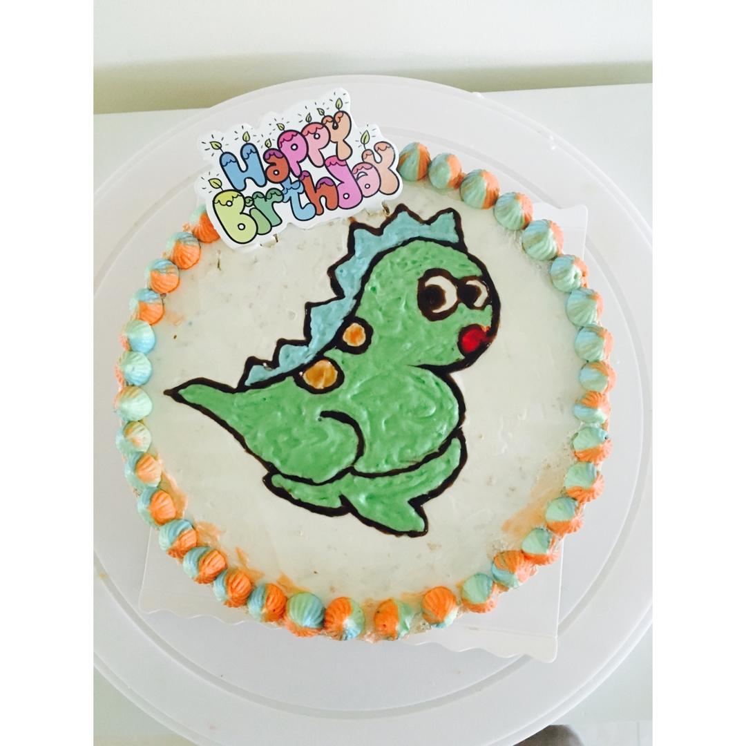 手绘恐龙场景蛋糕