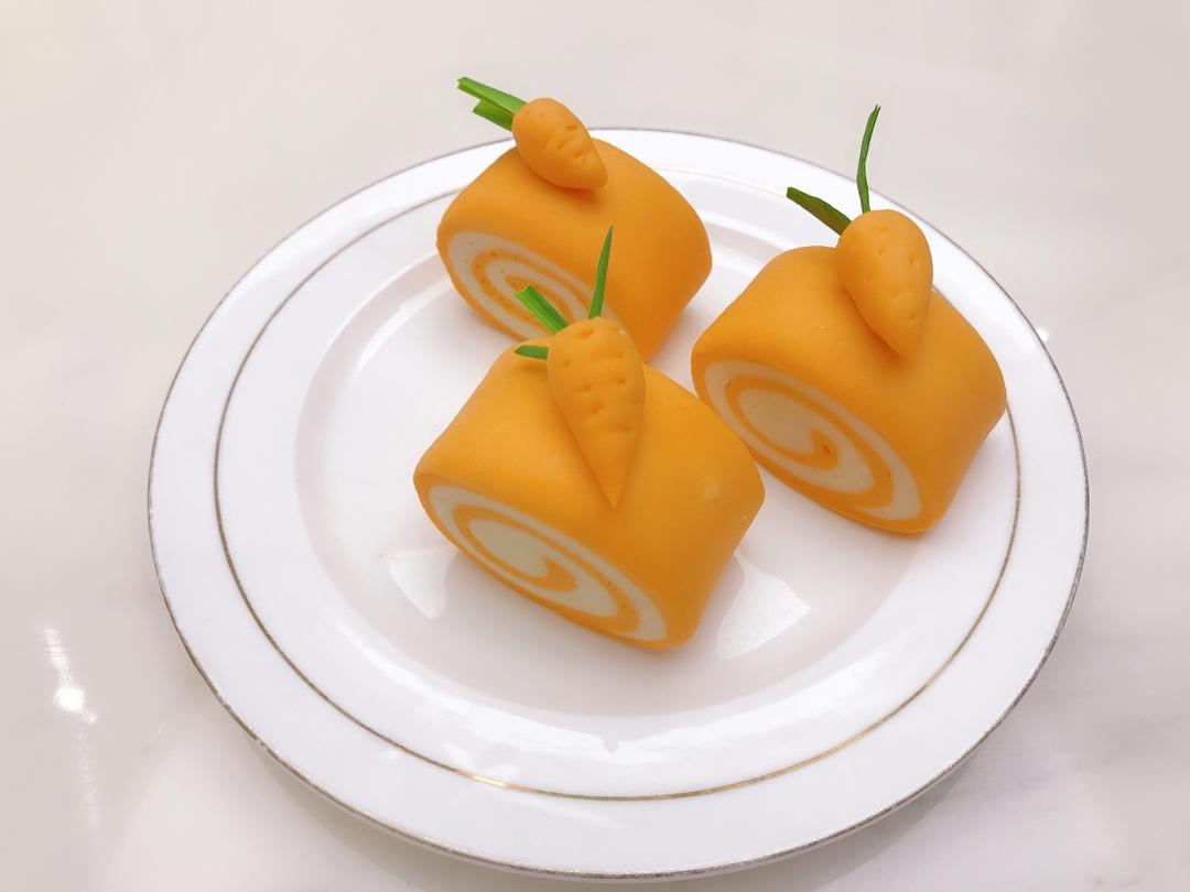 超萌胡萝卜刀切小馒头