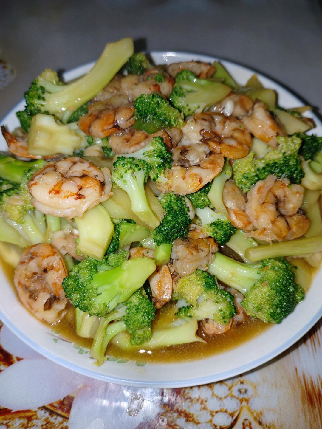 减肥去脂的西兰花炒虾仁