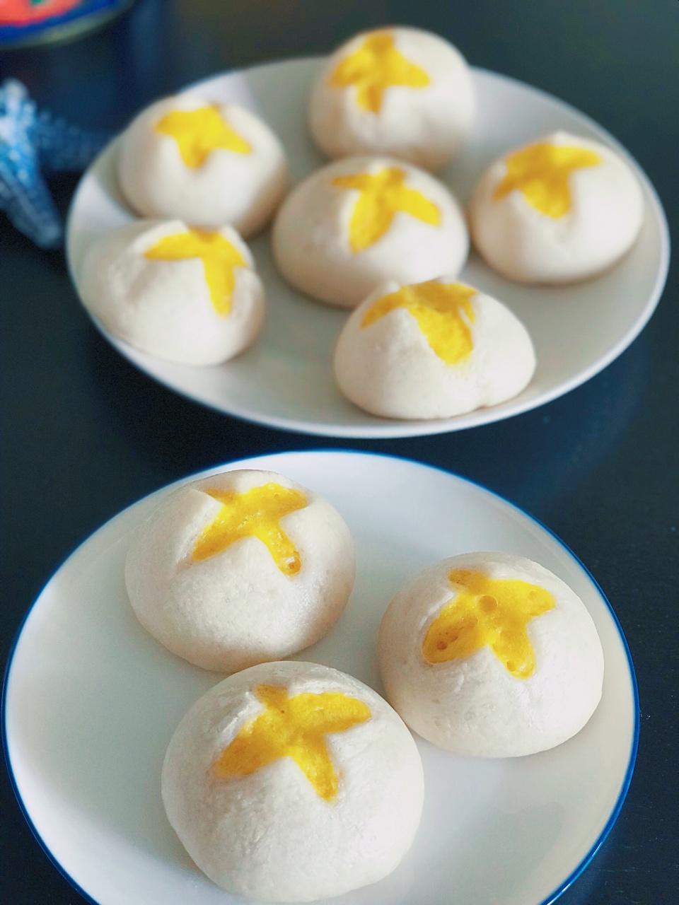 【双色开花紫薯馒头】，馒头也可以有花样儿。