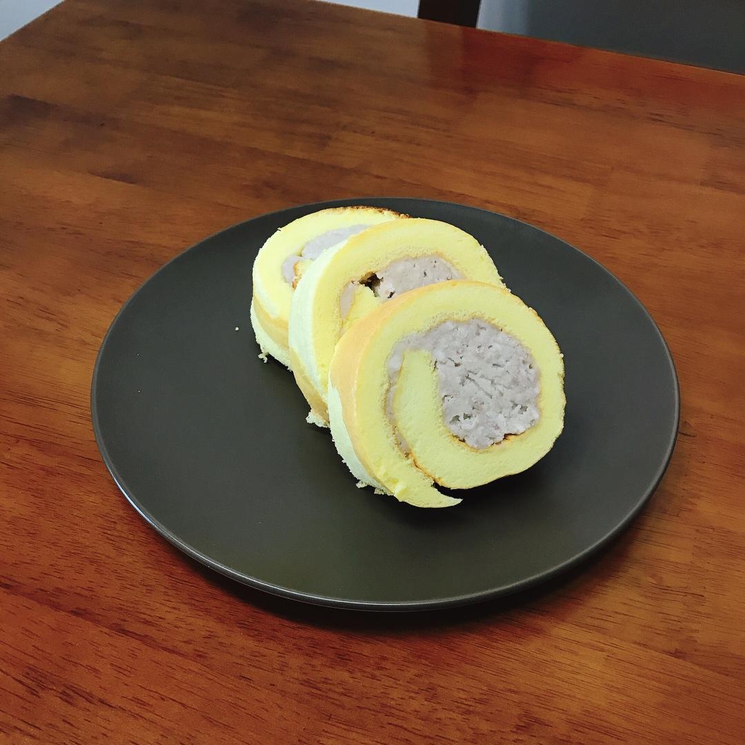 几分甜香芋奶冻卷/卷不裂配方+新鲜香芋奶油+入口即化奶冻/烘焙视频蛋糕篇7「薄卷」