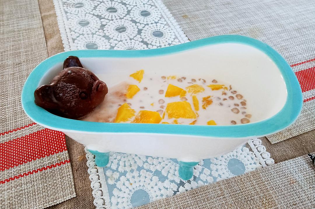 港式甜品——杨枝甘露(芒果西米露)附芒果花切法