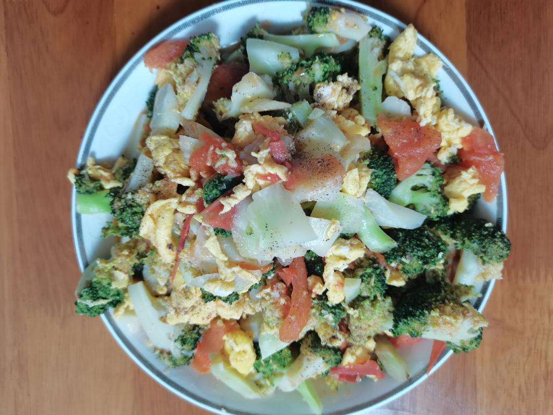 胡椒西红柿西兰花炒鸡蛋