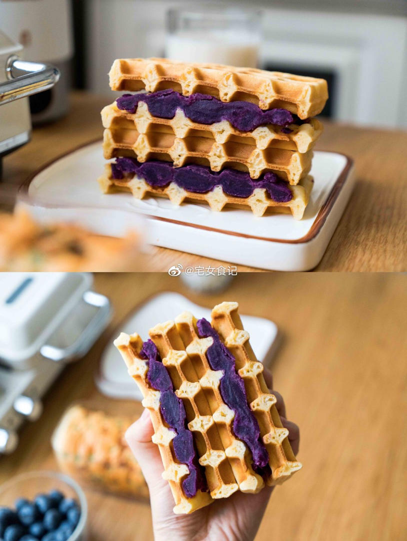 一人份（2块）的【蛋糕🍰华夫饼】～