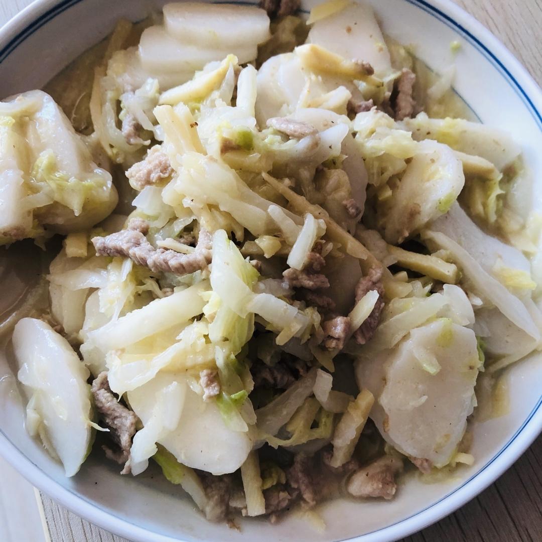 肉丝白菜炒年糕
