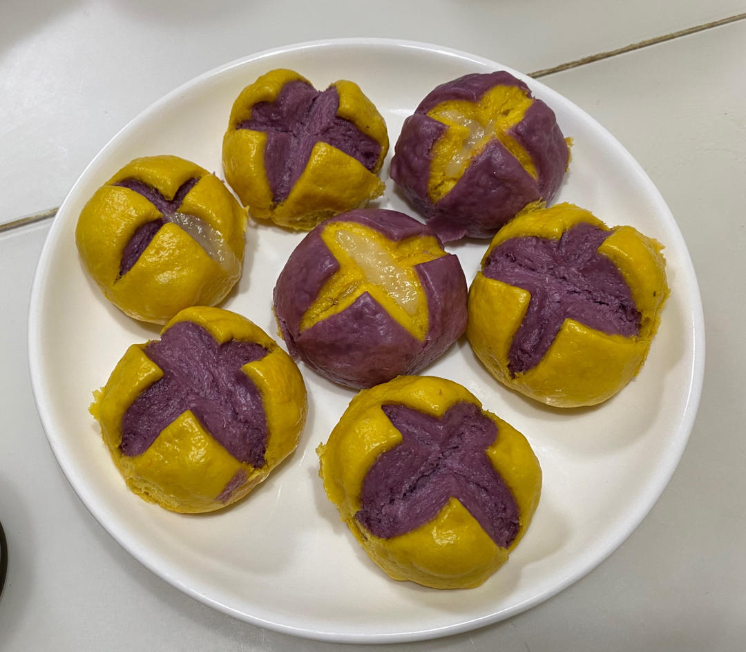 南瓜紫薯花样馒头